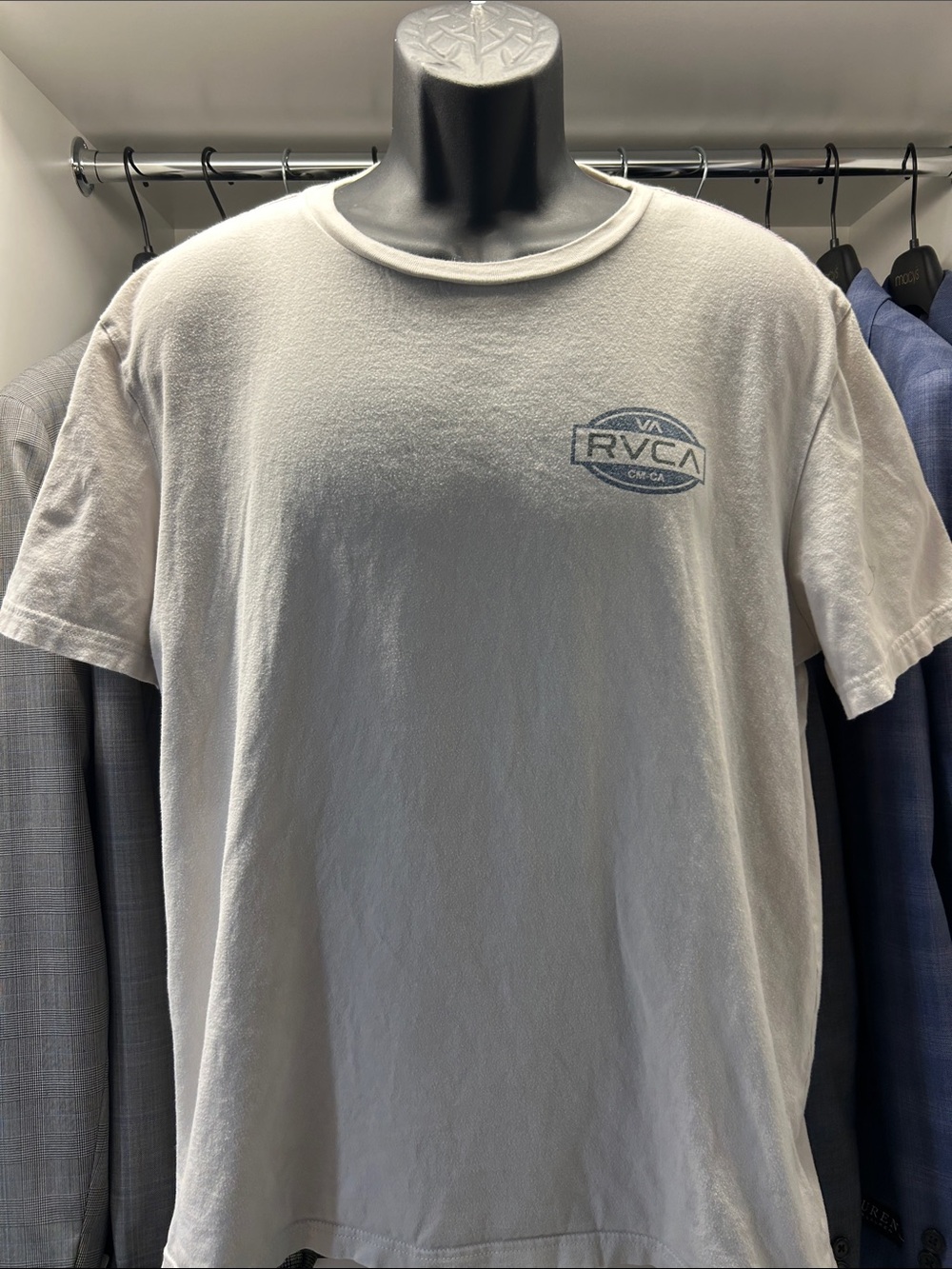 RVCA Light Gray Short Sleeve Crewneck T-Shirt with Subtle Logo